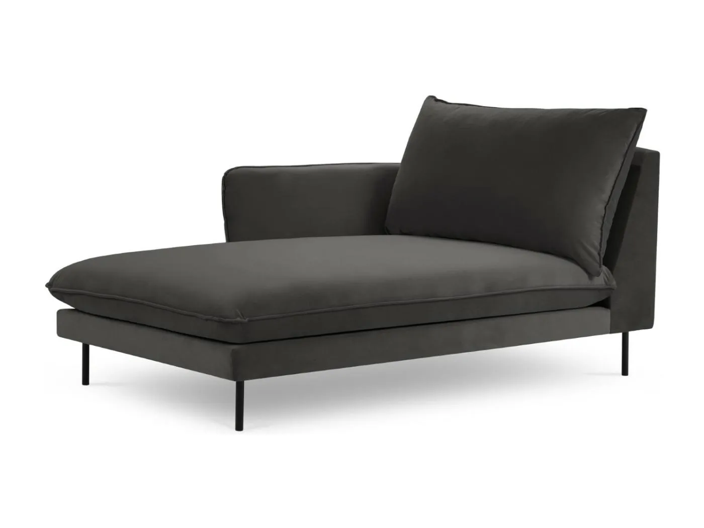 Cosmopolitan Design - Chaiselongue links "Vienna" aus Samt dunkelgrau - 170x110x95cm
