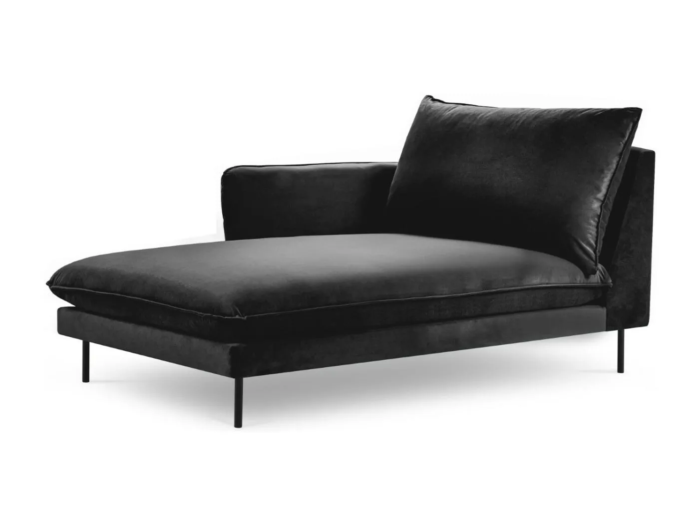 Cosmopolitan Design - Chaiselongue links "Vienna" aus Samt schwarz - 170x110x95cm