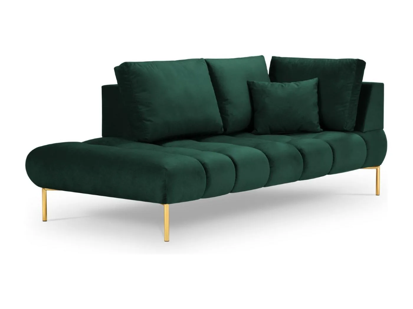 Cosmopolitan Design - 2-Sitzer Chaiselongue links "Hastings" aus Samt flaschengrün - 216x102x75cm
