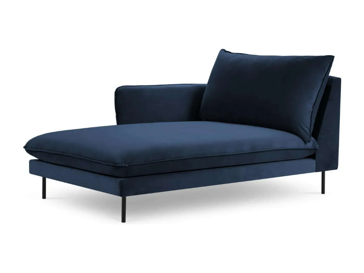 Cosmopolitan Design - Chaiselongue links "Vienna" aus Samt königsblau - 170x110x95cm