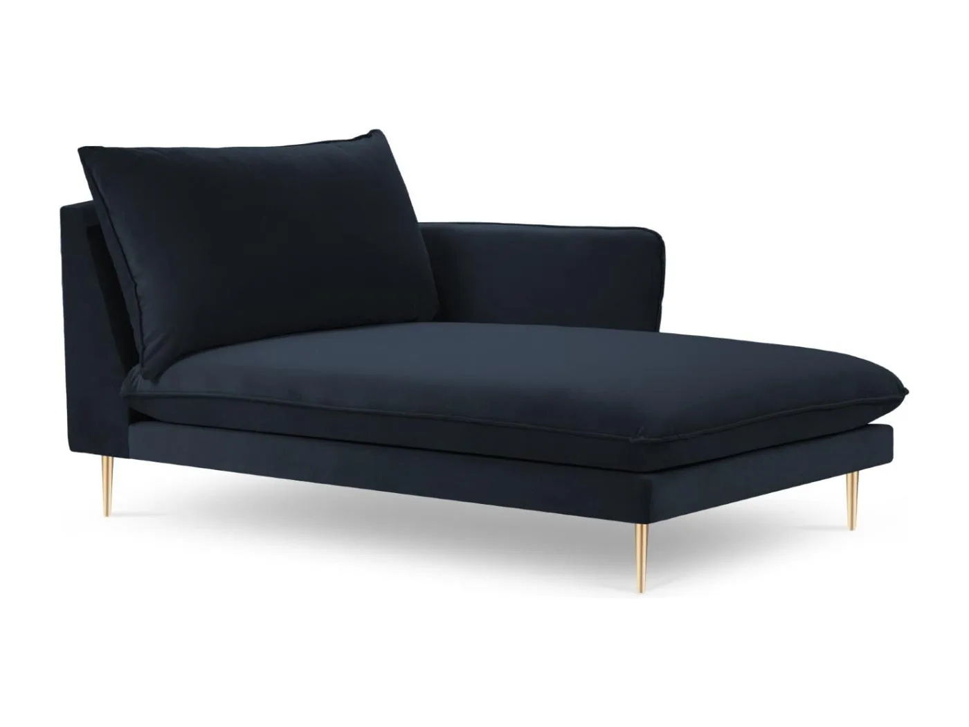 Cosmopolitan Design - Chaiselongue rechts "Vienna" aus Samt dunkelblau - 170x110x95cm