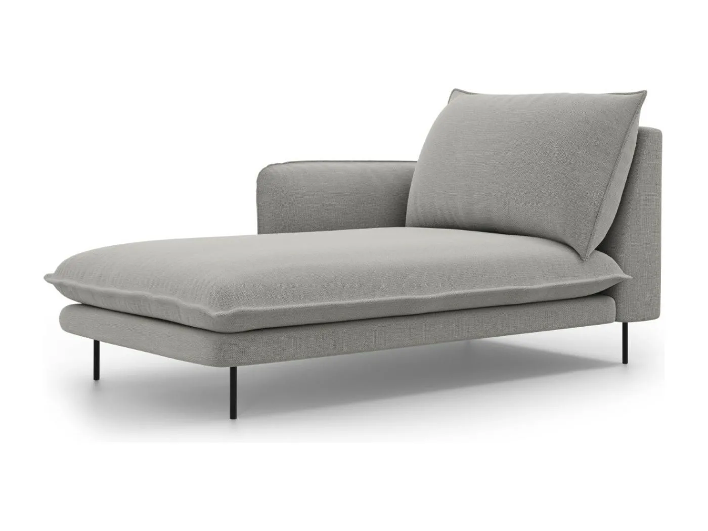 Cosmopolitan Design - Chaiselongue links "Vienna" aus strukturiertem Stoff hellgrau - 170x110x95cm