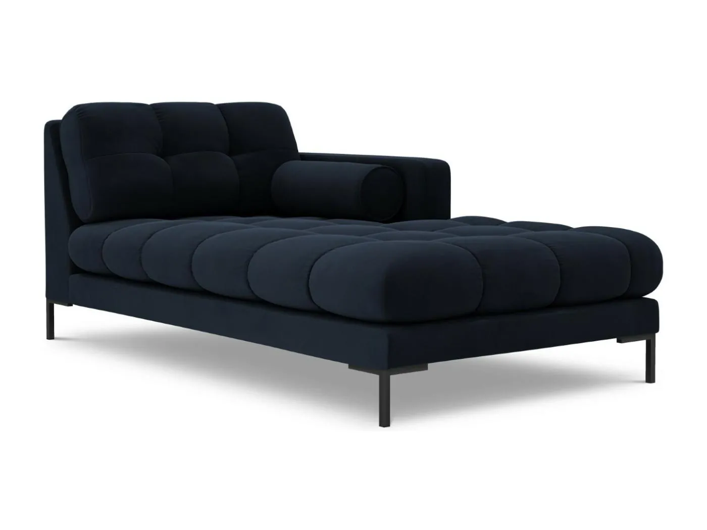 Cosmopolitan Design - Chaiselongue rechts "Bali" aus Samt dunkelblau - 185x102x75cm