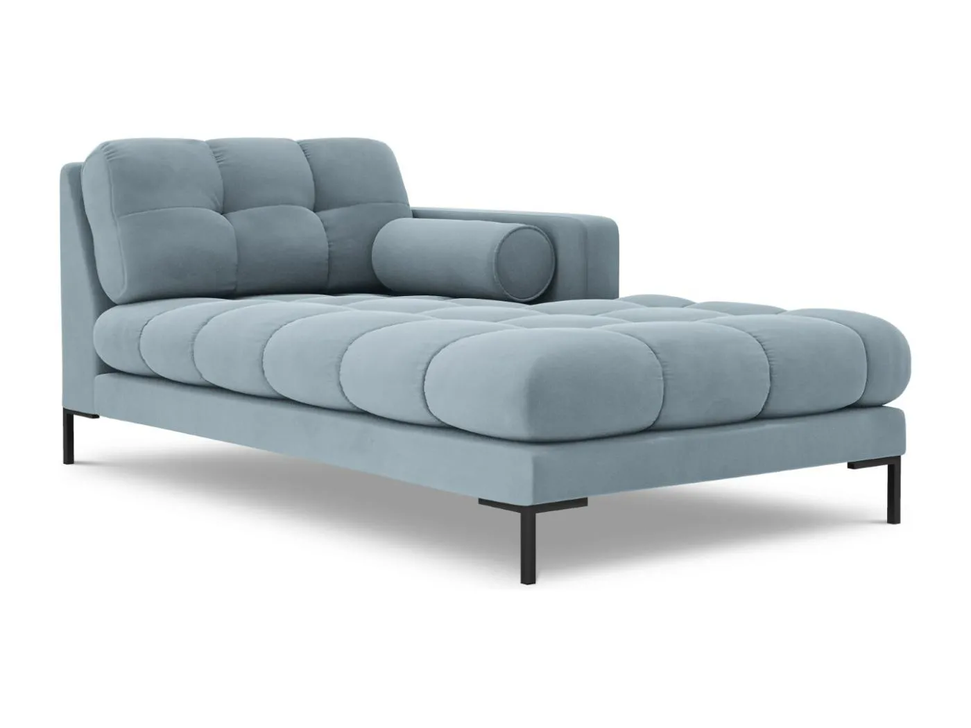 Cosmopolitan Design - Chaiselongue rechts "Bali" aus Samt hellblau - 185x102x75cm