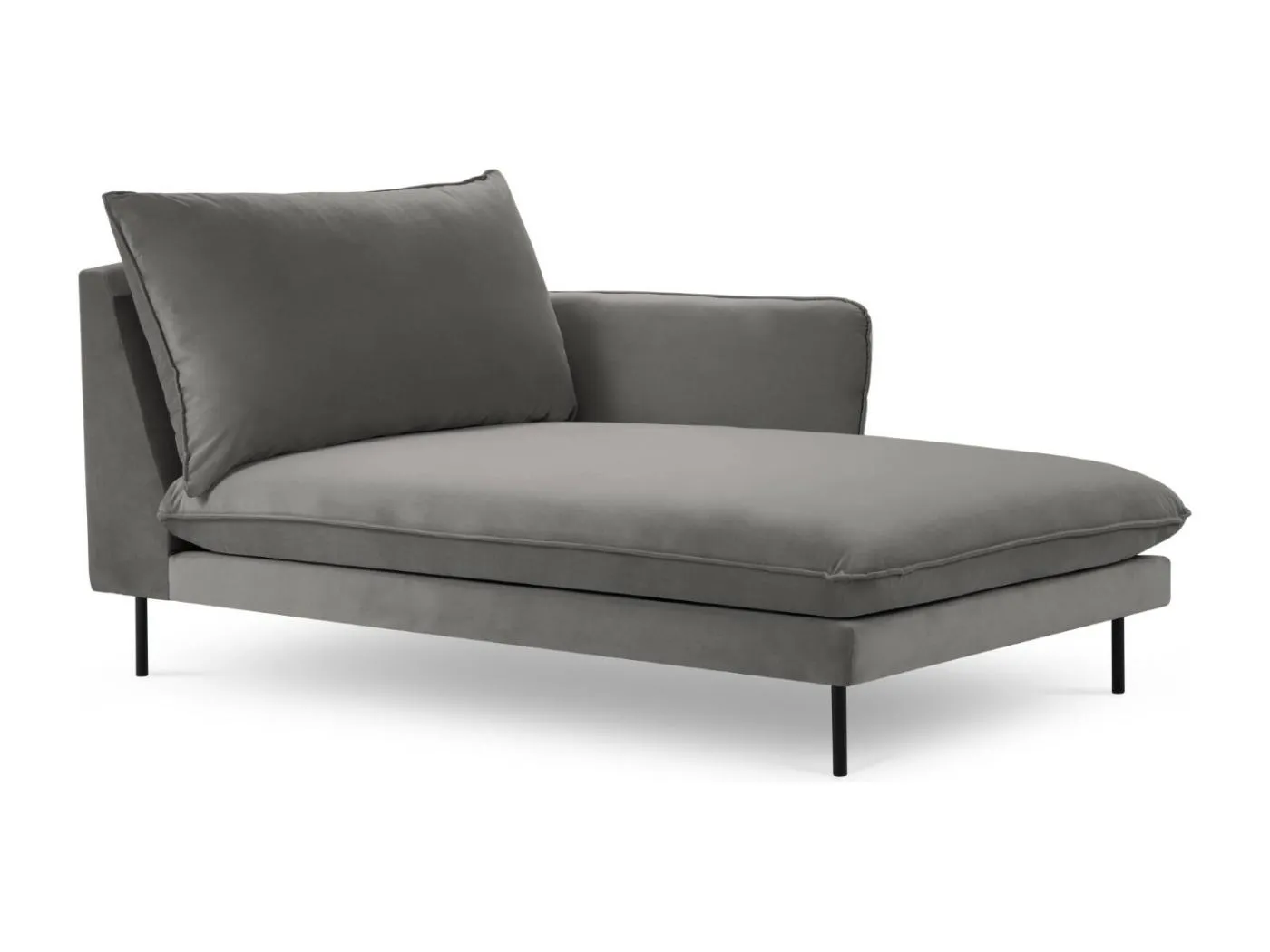 Cosmopolitan Design - Chaiselongue rechts "Vienna" aus Samt hellgrau - 170x110x95cm