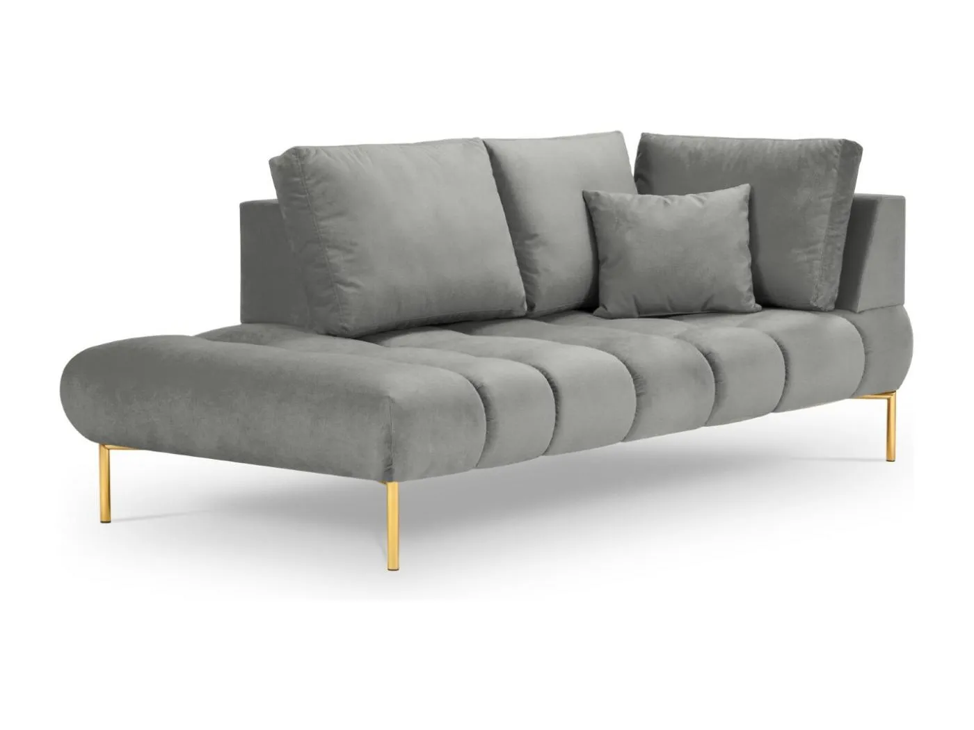 Cosmopolitan Design - 2-Sitzer Chaiselongue links "Hastings" aus Samt grau - 216x102x75cm