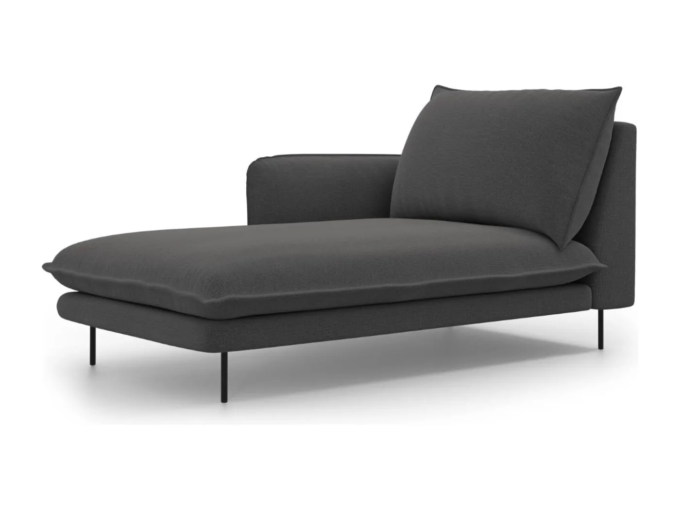 Cosmopolitan Design - Chaiselongue links "Vienna" aus strukturiertem Stoff dunkelgrau - 170x110x95cm