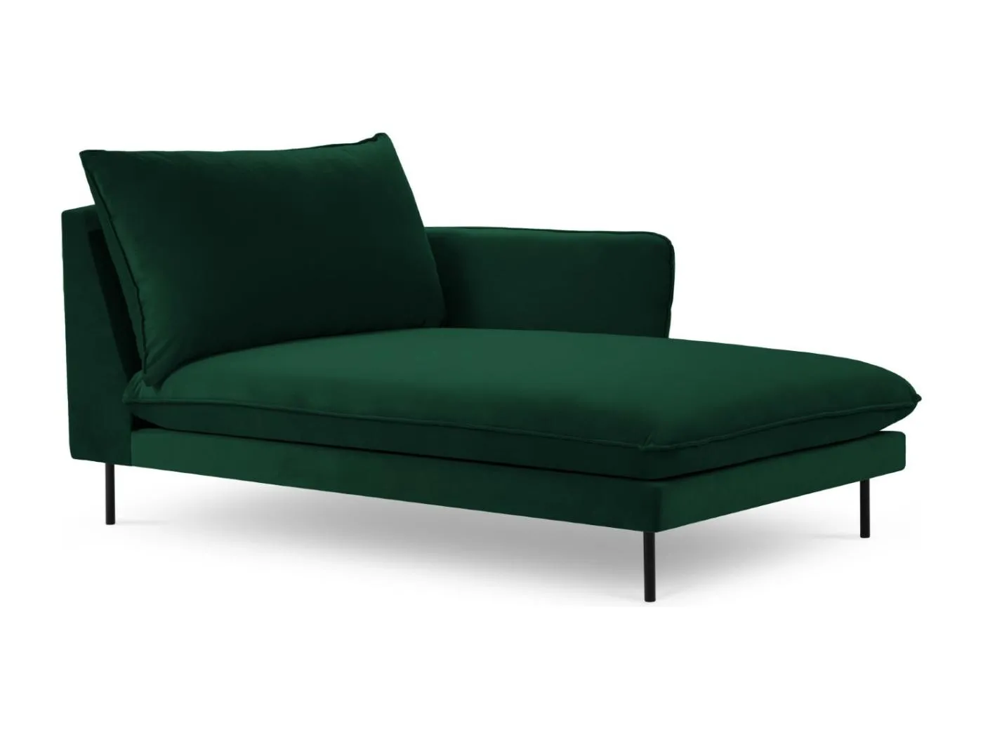 Cosmopolitan Design - Chaiselongue rechts "Vienna" aus Samt flaschengrün - 170x110x95cm