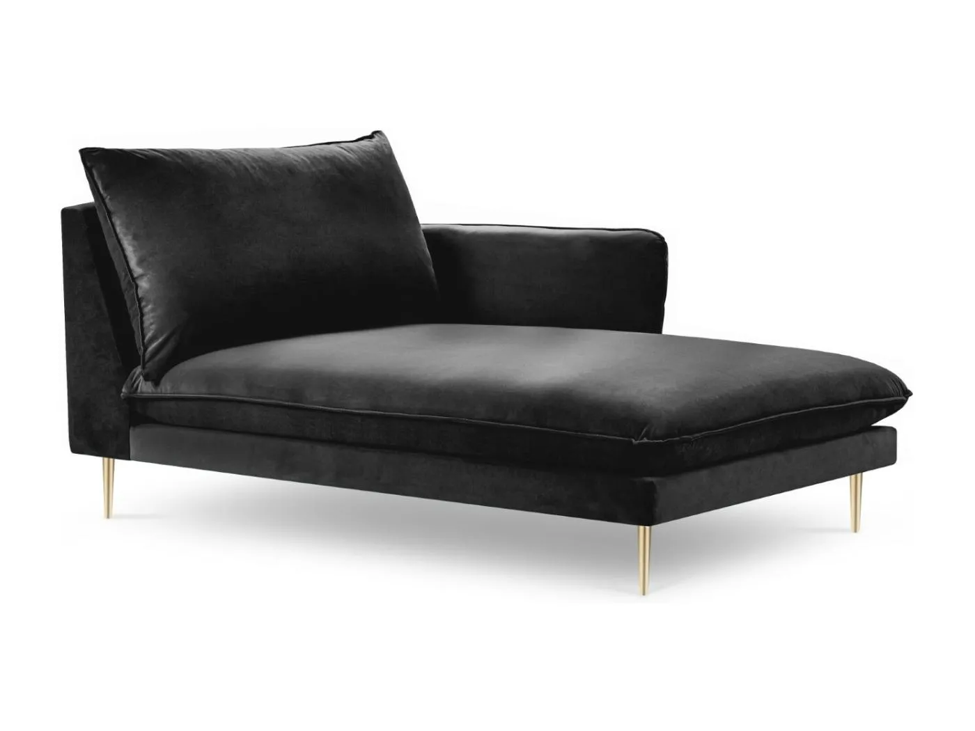 Cosmopolitan Design - Chaiselongue rechts "Vienna" aus Samt schwarz - 170x110x95cm