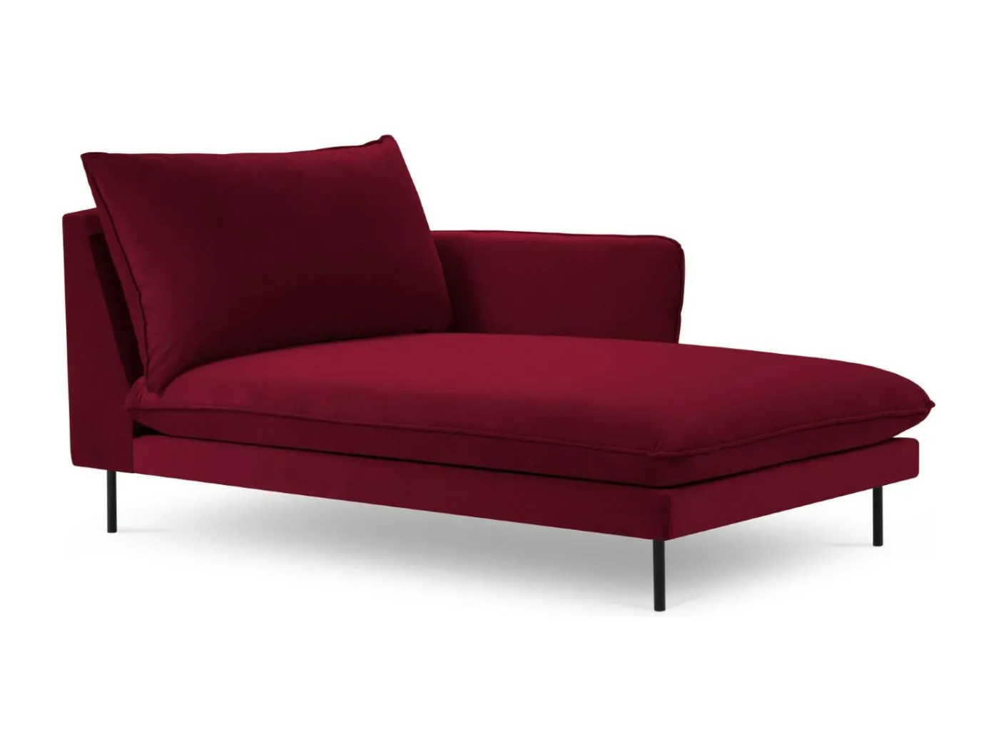 Cosmopolitan Design - Chaiselongue rechts "Vienna" aus Samt rot - 170x110x95cm
