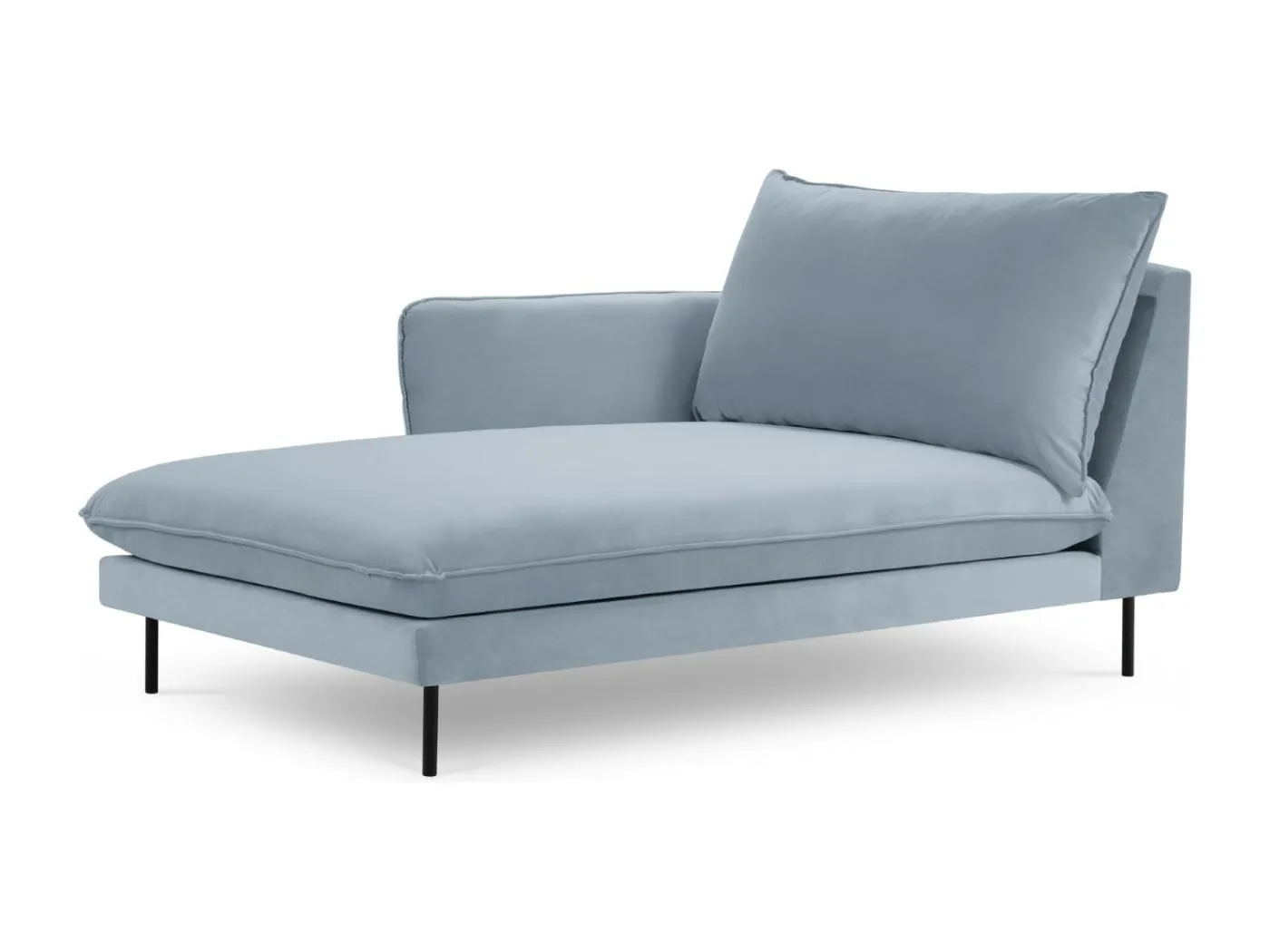 Cosmopolitan Design - Chaiselongue links "Vienna" aus Samt hellblau - 170x110x95cm