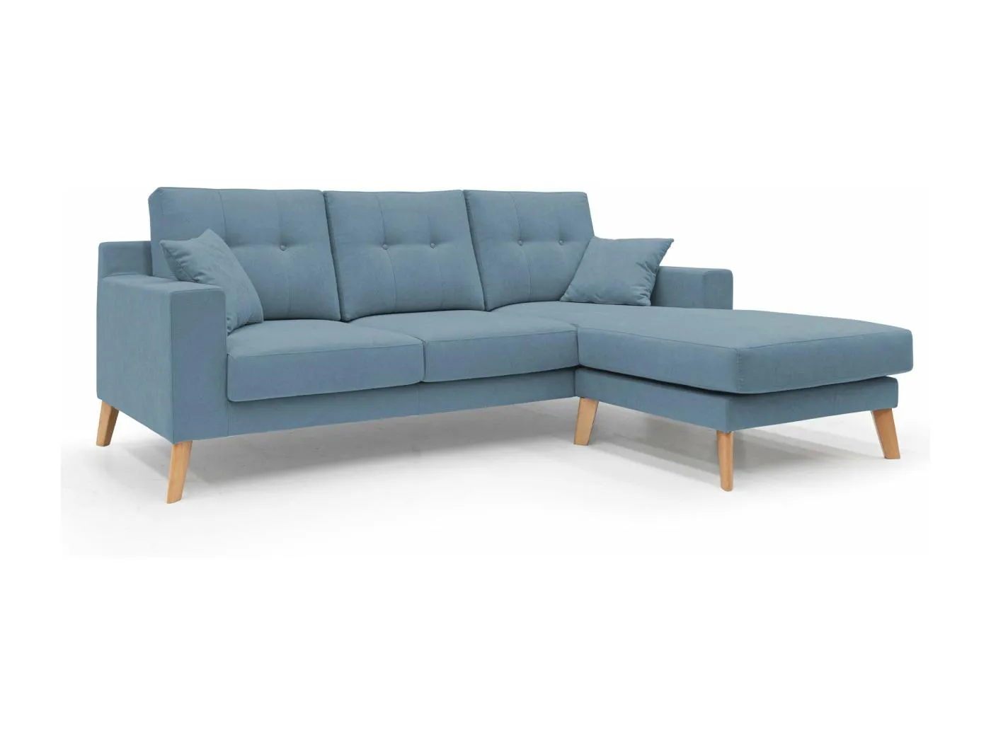 Danish Ecksofa mit verstellbarer Halbinsel aus weichem, wasserfestem Stoff T02 237 cm baby blau