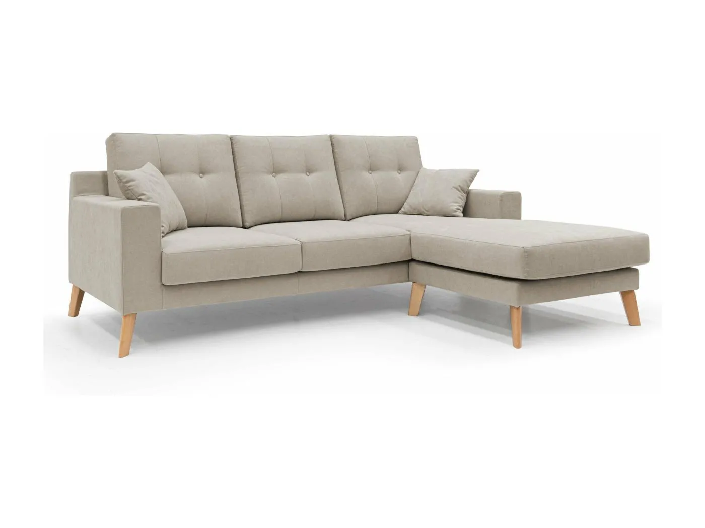Danish Ecksofa mit verstellbarer Halbinsel aus weichem, wasserfestem Stoff T02 237 cm beige