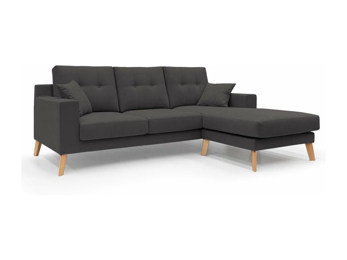 Danish Ecksofa mit verstellbarer Halbinsel aus weichem, wasserfestem Stoff T02 237 cm schwarz