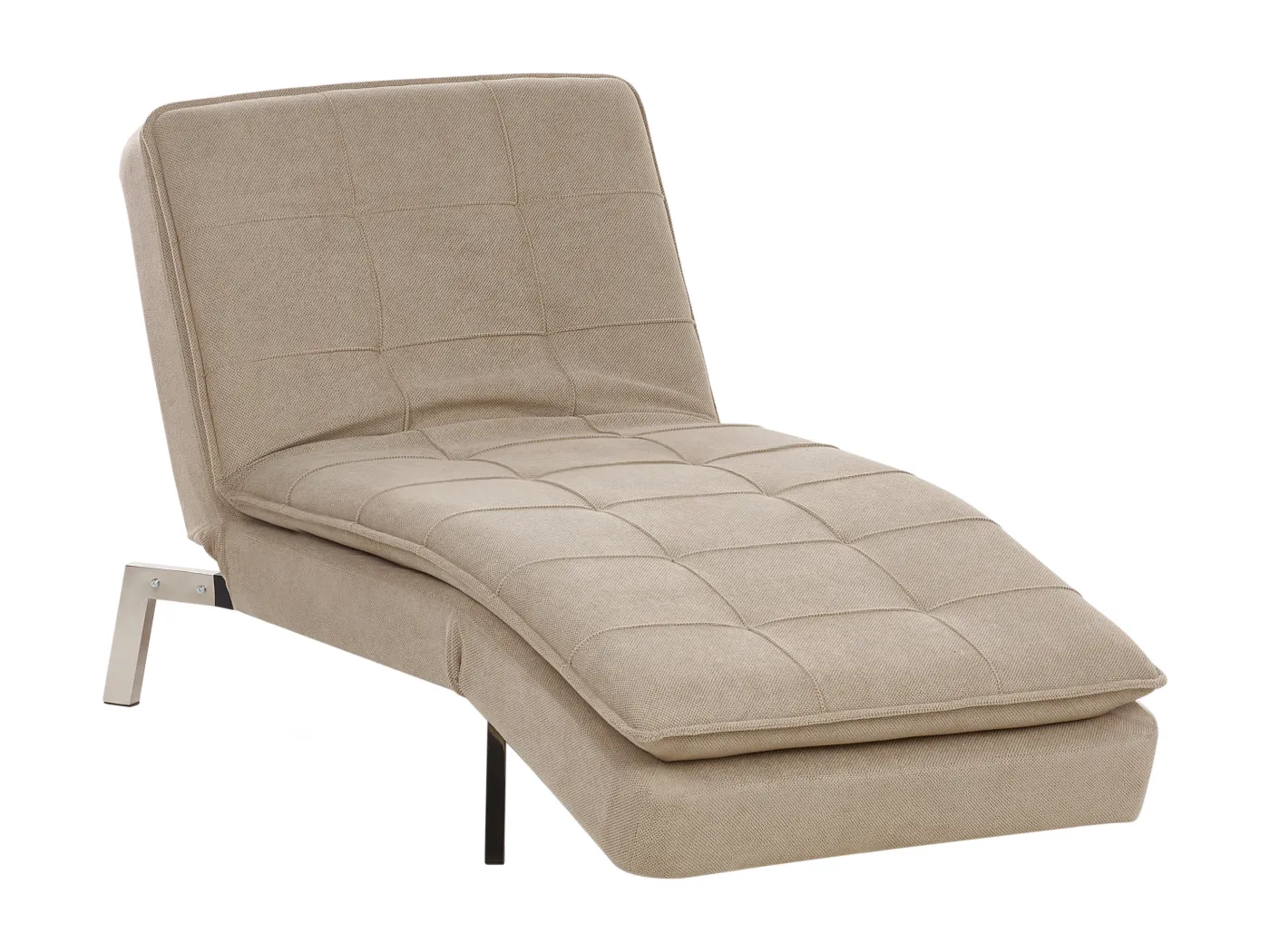 Chaiselongue Stoffbezug beige verstellbar gesteppt Stahlgestell Récamiere Loiret