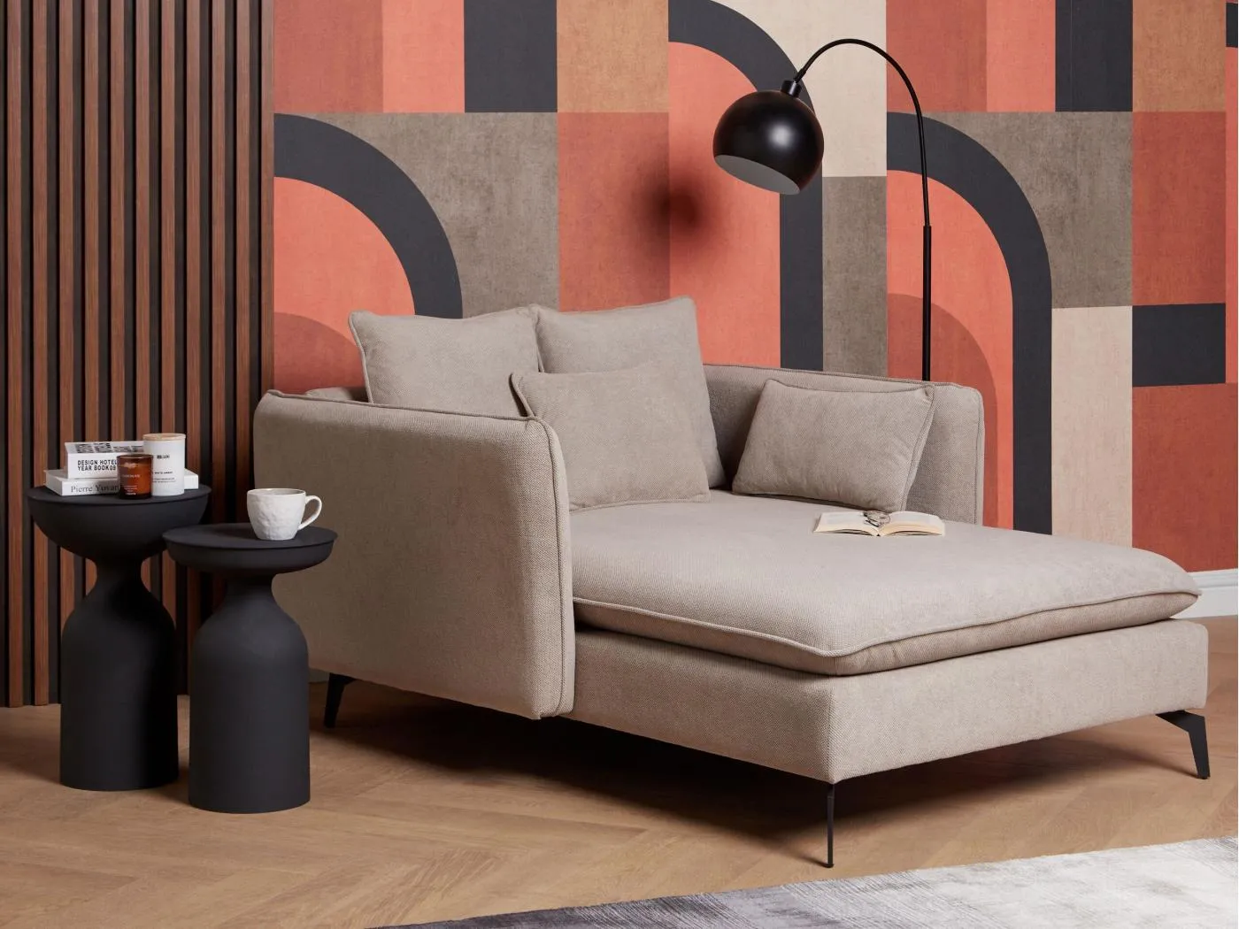 Chaiselongue CHARMES Stoff Taupe