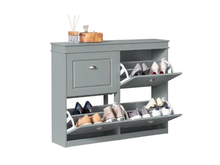 Schuhschrank FSR79-HG 105 x 82 x 24 cm Hellgrau