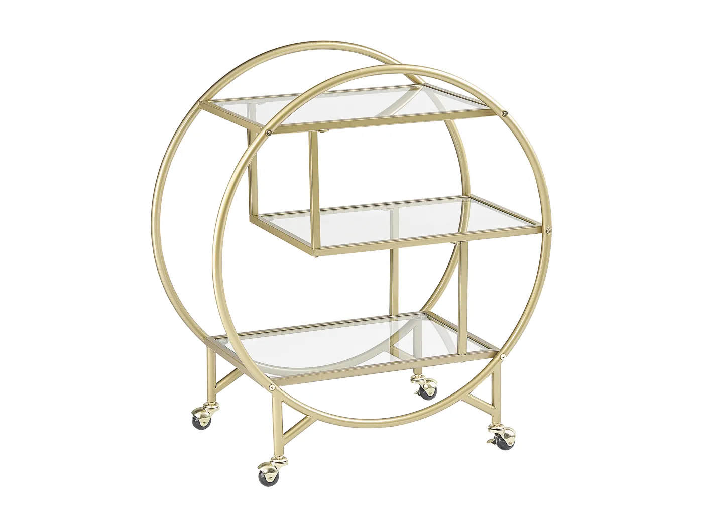 Servierwagen Glasplatte transparent / gold mit Rollen glamourös Colton