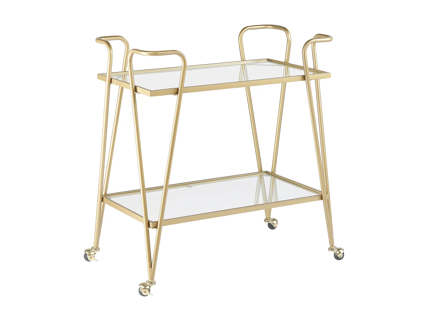 Servierwagen Glasplatte gold mit Rollen glamourös Noti