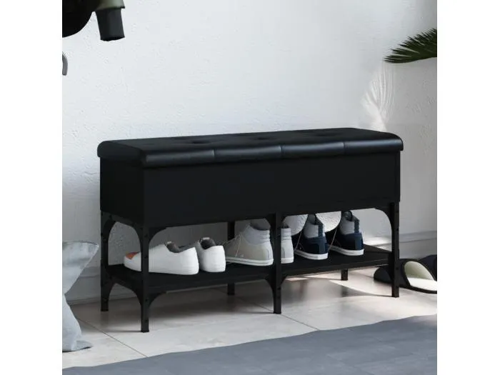 Schuhbank Schwarz 82x32x45 cm Holzwerkstoff