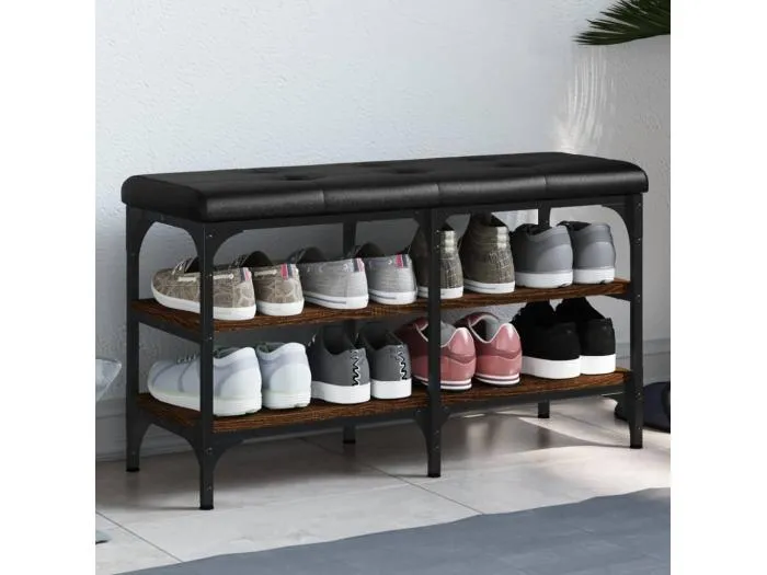 Schuhbank Braun Eichen-Optik 82x32x47 cm Holzwerkstoff