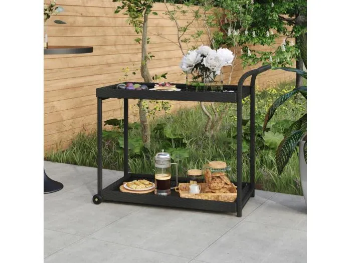 Barwagen Schwarz 100x45x83 cm Poly Rattan