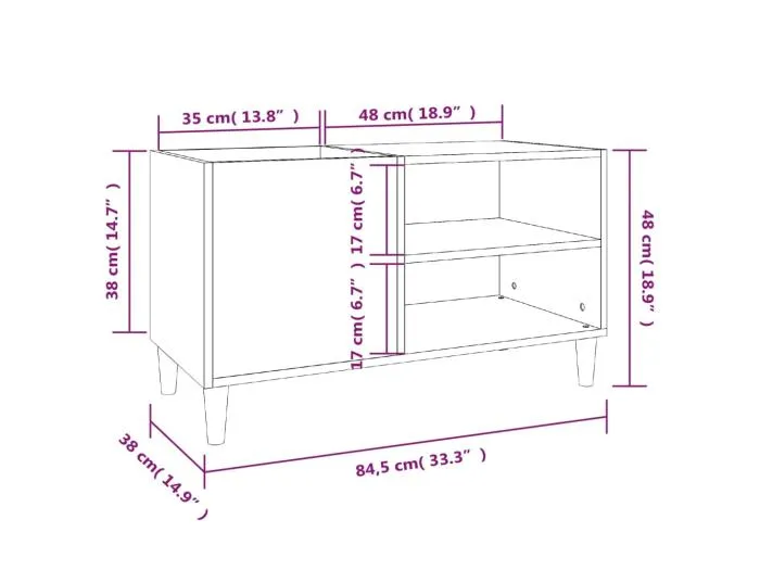 Plattenschrank Schwarz 84,5x38x48 cm Holzwerkstoff