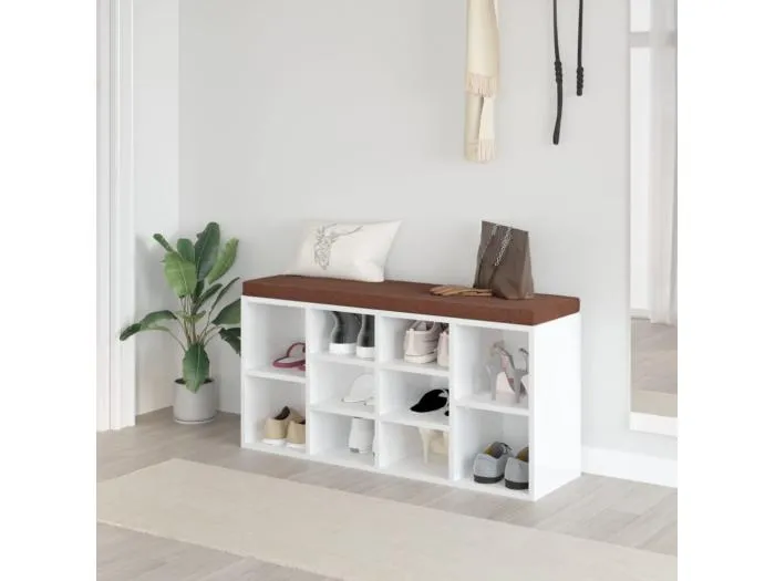 Schuhbank Hochglanz-Weiß 103x30x48 cm Holzwerkstoff