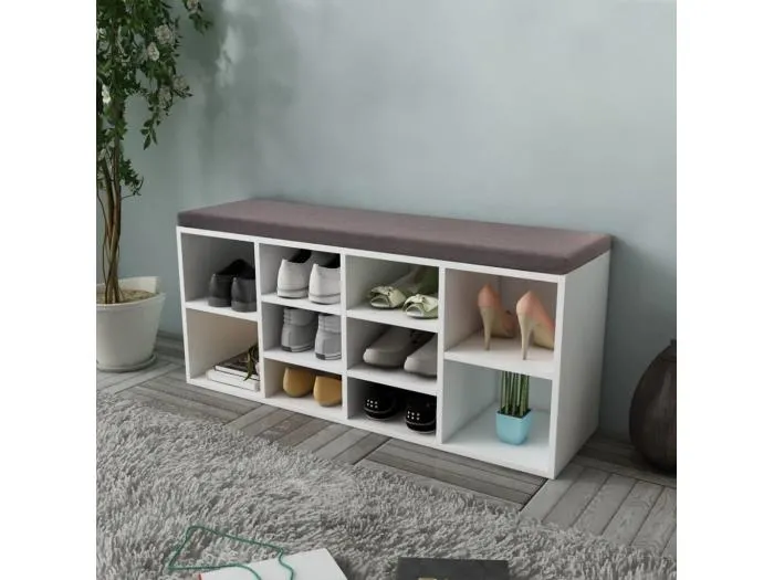 Schuhschrank Schuhbank Sitzbank 10 Fächer weiß