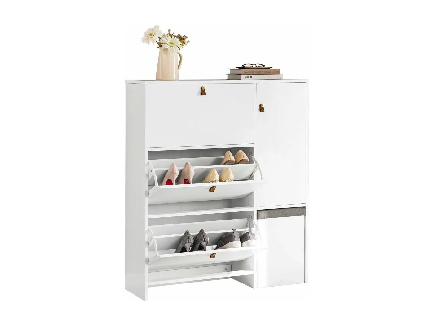 Schuhschrank FSR107-W 95 x 113 x 30 cm Weiß