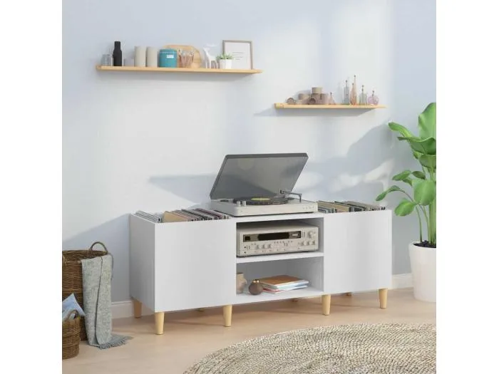 Plattenschrank Weiß 121x38x48 cm Holzwerkstoff