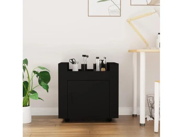Bürowagen Schwarz 60x45x60 cm Holzwerkstoff