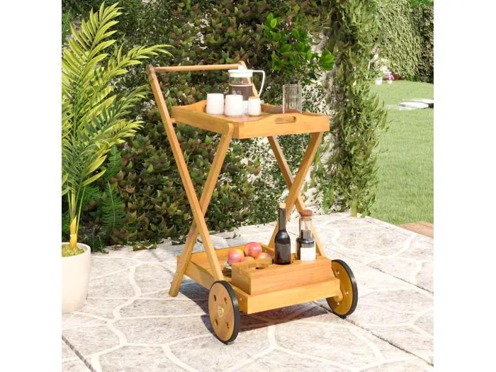Teewagen 54x87x90 cm Massivholz Akazie