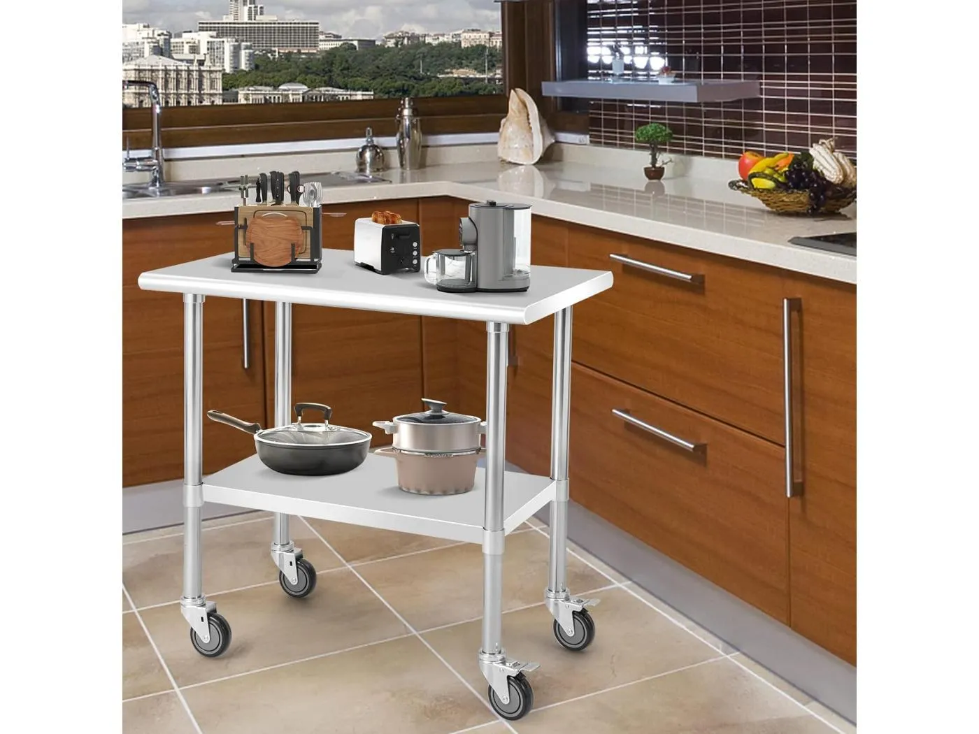 Edelstahltisch Arbeitstisch Küchentisch Edelstahl Silbrig 91,5 x 61 x 88,5 cm