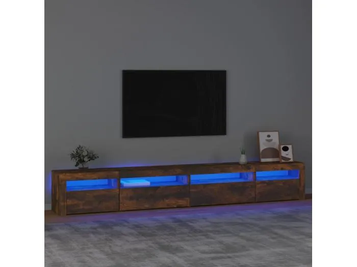 TV-Schrank mit LED-Leuchten Räuchereiche 270x35x40 cm