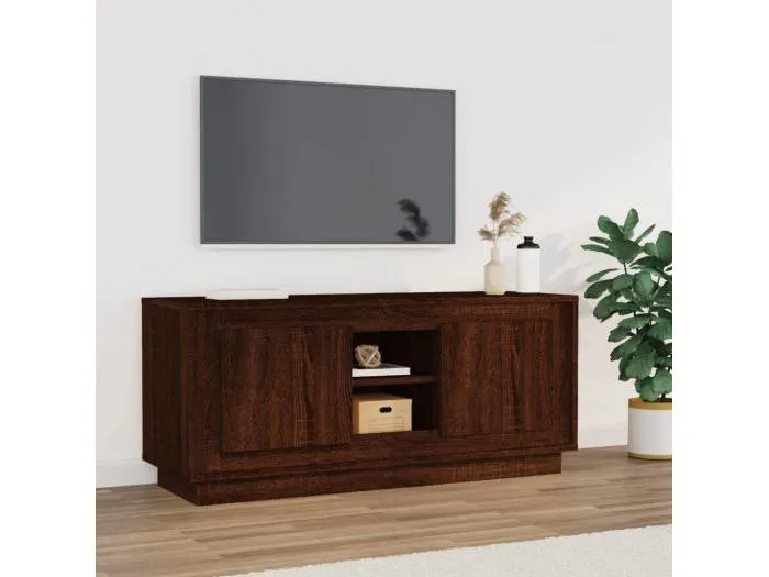 TV-Schrank Braun Eichen-Optik 102x35x45 cm Holzwerkstoff