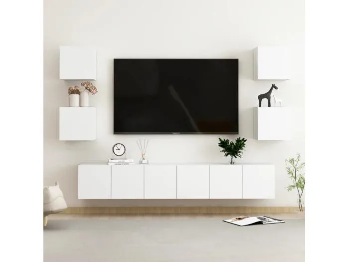 7-tlg. TV-Schrank-Set Weiß Holzwerkstoff