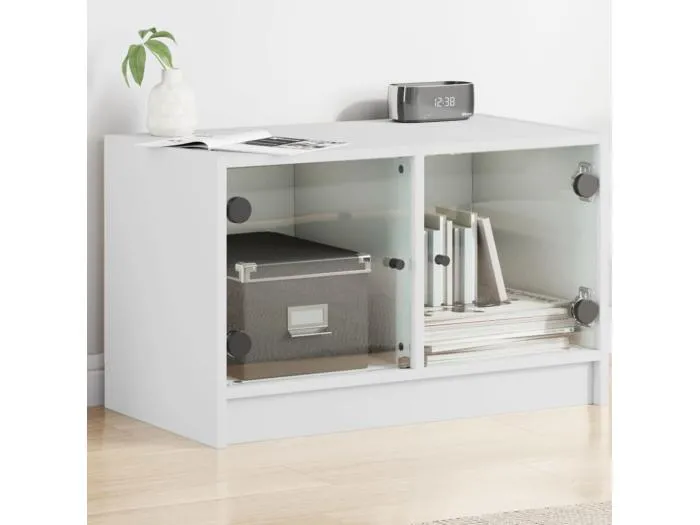 TV-Schrank mit Glastüren Weiß 68x37x42 cm