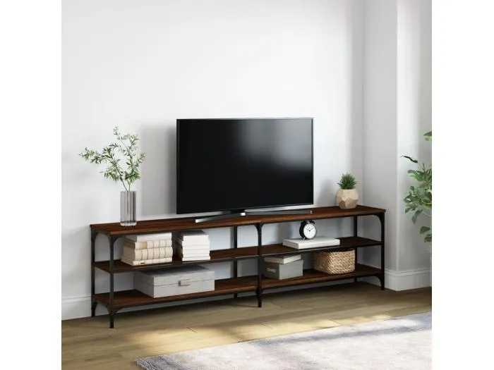 TV-Schrank Braun Eiche 180x30x50 cm Holzwerkstoff und Metall