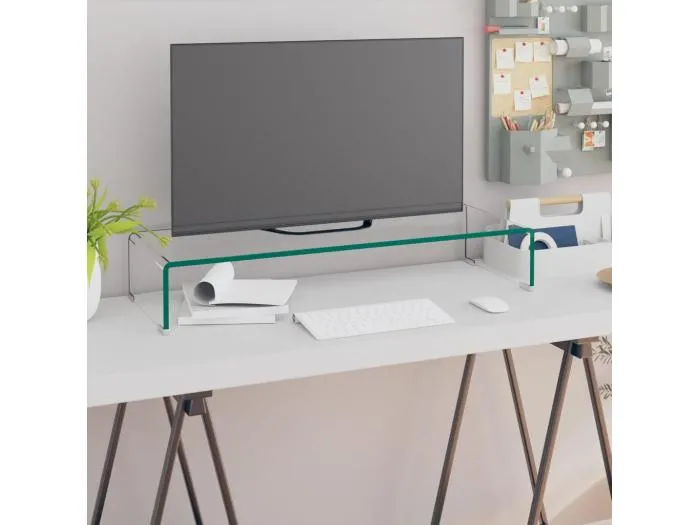 TV-Tisch/Bildschirmerhöhung Glas Transparent 80x30x13 cm