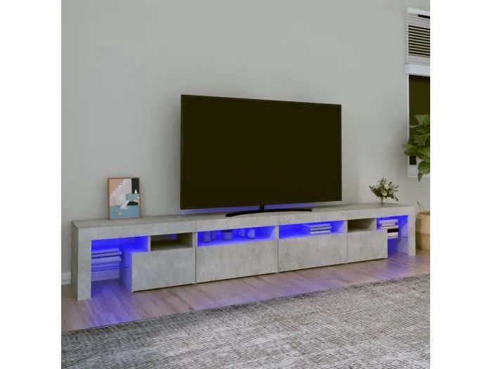 TV-Schrank mit LED-Leuchten Betongrau 260x36,5x40 cm