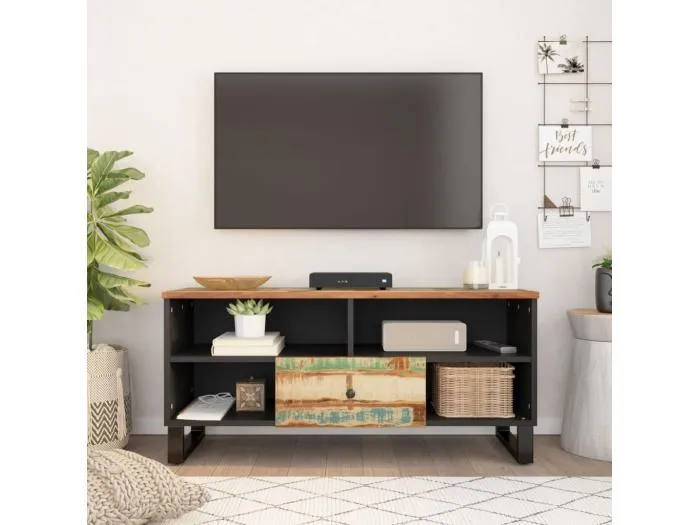 TV-Schrank 100x33x46 cm Altholz Massiv & Holzwerkstoff