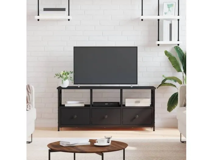 TV-Schrank Schwarz 102x33x45 cm Holzwerkstoff und Eisen
