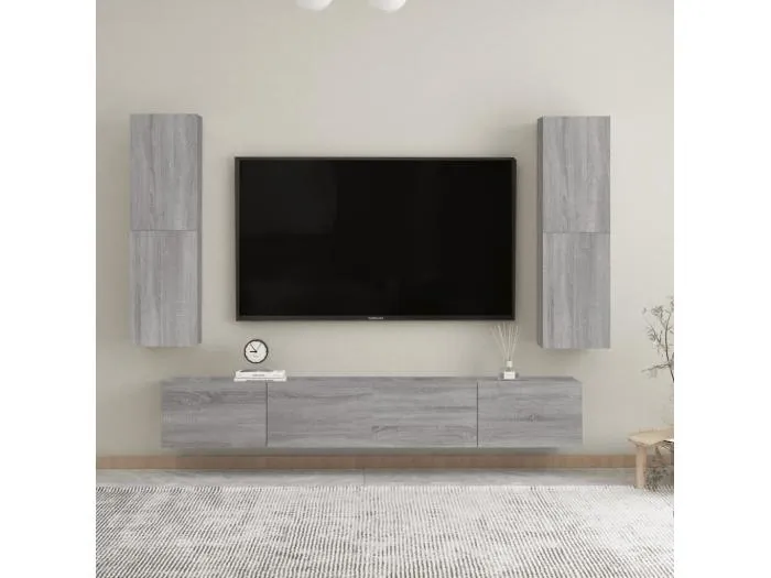 TV-Wandschränke 2 Stk. Grau Sonoma 30,5x30x110 cm