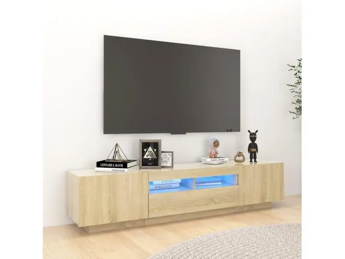 TV-Schrank mit LED-Leuchten Sonoma-Eiche 180x35x40 cm