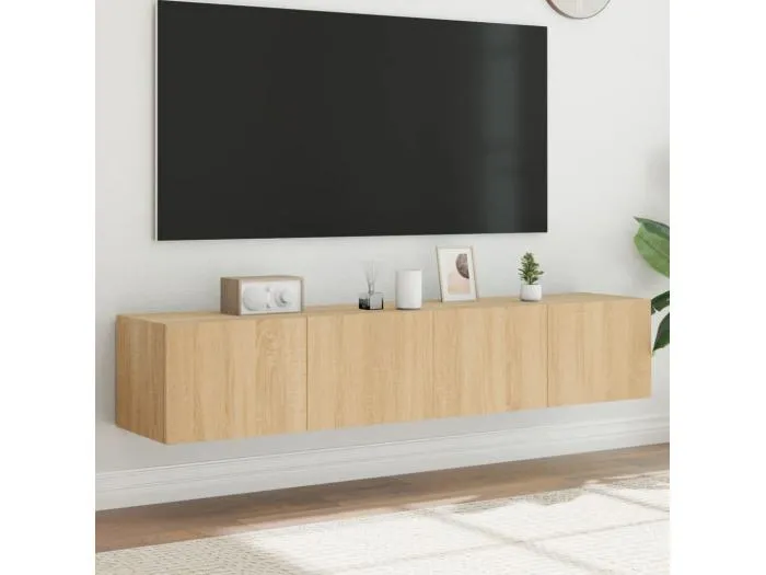 TV-Wandschränke mit LED-Leuchten 2 Stk. Sonoma-Eiche 80x35x31cm