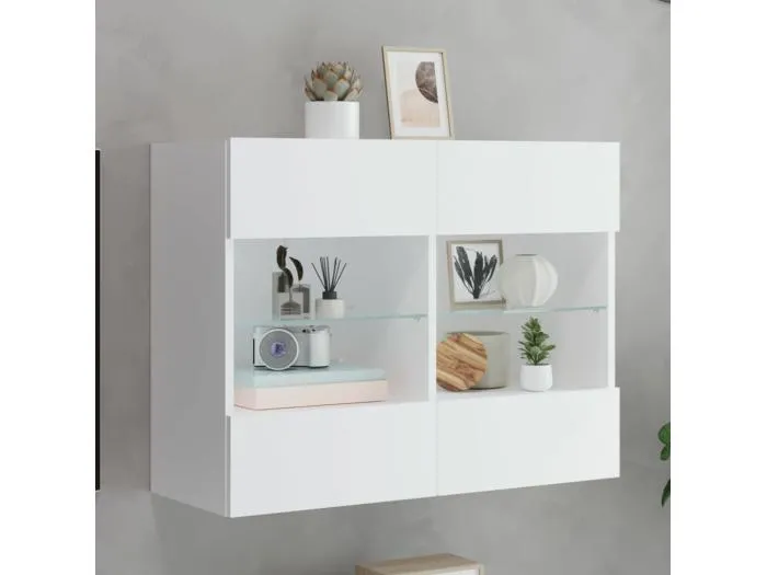 TV-Wandschrank mit LED-Leuchten Weiß 78,5x30x60,5 cm