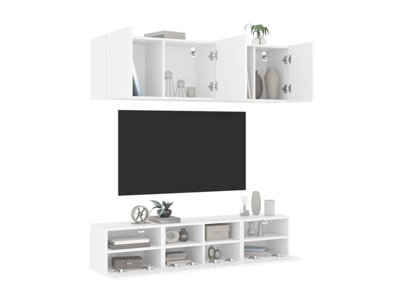 5-tlg. Wohnwand Weiß Holzwerkstoff