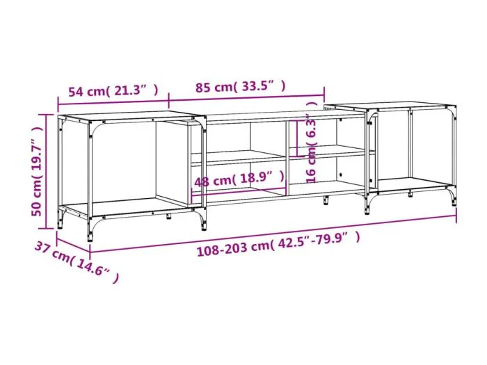 TV-Schrank Räuchereiche 203x37x50 cm Holzwerkstoff