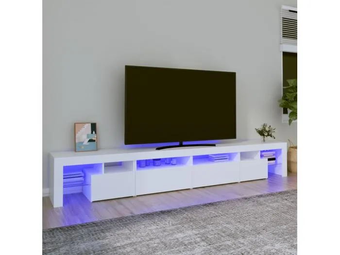 TV-Schrank mit LED-Leuchten Weiß 260x36,5x40 cm